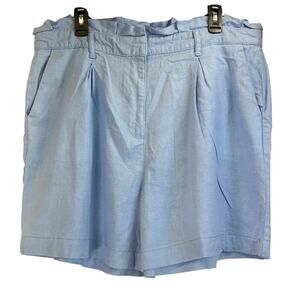 Crown & Ivy Womens 16 Light Blue Linen Blend Pockets Summer Casual Shorts
